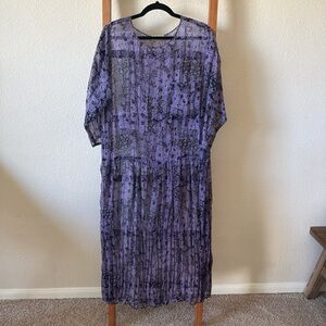 Vintage 1990s BoHo sheer, chiffon Elegant Purple Patterned Dress